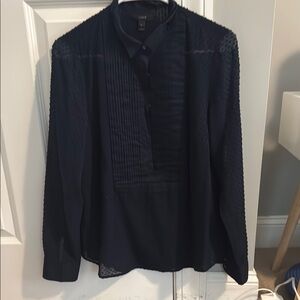 Elegant Navy Long Sleeve Blouse